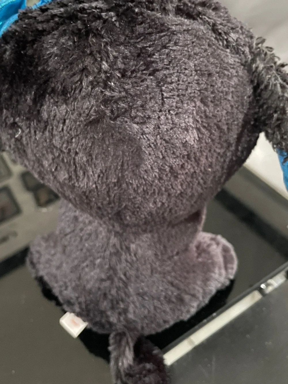 Ty Black and White Plush Puppy with Blue Accents
